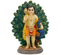 Estatua del Señor Kartikeya con Pavo Real - 6.7 Pulgadas de Alto, ídolo Indio Murugan Murti, artículo en casa, Oficina, Templo, mandir Santuario, Altar, decoración Pooja, India, Diwali Puja, Regalos
