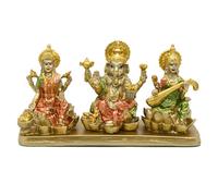 Estatua hindú de Lakshmi Ganesha Saraswati, ídolo de Laxmi Ganesh para decoración del salpicadero del coche, templo, mandir Pooja, artículo indio Puja, regalo Diwali, meditación, yoga, decoración de