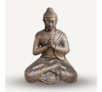Estatua Med Grande de Buda Orando en Oro Antiguo - 1.2m de Altura