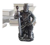 Estatua medieval de soldado - Figura de hecha a mano de resina atemporal para escritorio, elegante y histórica para oficina, estudio, biblioteca, escritorio y esteta