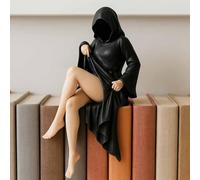 Estatua Misteriosa, Reina Gótica Encapuchada De Resina, Estatua Sentada 3D Spooky Para Jardín O Estatua De Librería, Figura De Asiento Espeluznante, 6 Pulgadas