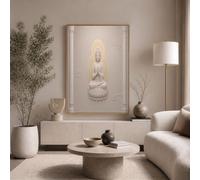 Estatua Mitológica Oriental Modernos Cuadros Decoracion Columna De Mármol Sencilla Cuadro Y Láminas Grande Crema Lienzos Decorativos De Pared Para Comedor Salon Dormitorios 80X120Cm, Sin Marco