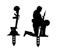 Estatuas de jardín de soldado, signo de silueta acrílica, decoración conmemorativa de soldado caído, 2 uds.