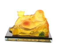 Estatuilla de Buda Sonriente para Coche, Resina con Base de Vidrio