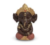 Estatuilla Ganesh 2 - Decoración Zen y Feng Shui - para Crear un Ambiente Relajante y Espiritual - Idea de Regalo - Altura: 11,5 cm - Color: Verde y marrón - Zen'Light