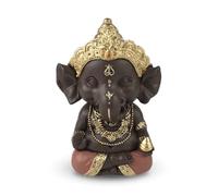Estatuilla Ganesh 3 - Decoración Zen y Feng Shui - para Crear un Ambiente Relajante y Espiritual - Idea de Regalo - Altura: 11,5 cm - Color: Verde y marrón - Zen'Light