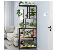 Este Soporte Alto para Plantas de 4/5/6 Niveles para Interiores, Soporte de Almacenamiento de Metal Resistente para Flores con Cesta Colgante, Estante multinivel de Madera Maciza para Sala d