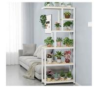 Este Soporte Alto para Plantas de 4/5/6 Niveles para Interiores, Soporte de Almacenamiento de Metal Resistente para Flores con Cesta Colgante, Estante multinivel de Madera Maciza para Sala d