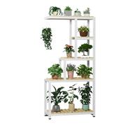 Este Soporte Alto para Plantas de 4/5/6 Niveles para Interiores, Soporte de Almacenamiento de Metal Resistente para Flores con Cesta Colgante, Estante multinivel de Madera Maciza para Sala d