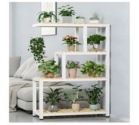 Este Soporte Alto para Plantas de 4/5/6 Niveles para Interiores, Soporte de Almacenamiento de Metal Resistente para Flores con Cesta Colgante, Estante multinivel de Madera Maciza para Sala d