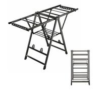 Este tendedero Independiente, tendedero Plegable de 2 Niveles con alas de gaviotniveles con alas de Gaviota Ajustables en Altura, tendedero Plegable de Aluminio para Ropa, Toallas y sábanas.