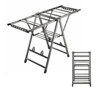 Este tendedero Independiente, tendedero Plegable de 2 Niveles con alas de gaviotniveles con alas de Gaviota Ajustables en Altura, tendedero Plegable de Aluminio para Ropa, Toallas y sábanas.