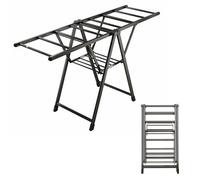 Este tendedero Independiente, tendedero Plegable de 2 Niveles con alas de gaviotniveles con alas de Gaviota Ajustables en Altura, tendedero Plegable de Aluminio para Ropa, Toallas y sábanas.