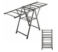 Este tendedero Independiente, tendedero Plegable de 2 Niveles con alas de gaviotniveles con alas de Gaviota Ajustables en Altura, tendedero Plegable de Aluminio para Ropa, Toallas y sábanas.