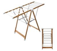 Este tendedero Plegable de Suelo de aleación de Aluminio con alas de Gaviota ajuón de Aluminio con alas de Gaviota Ajustables en Altura, tendedero Independiente con Zapatero, 140 cm/4,6 pies