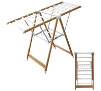 Este tendedero Plegable de Suelo de aleación de Aluminio con alas de Gaviota ajuón de Aluminio con alas de Gaviota Ajustables en Altura, tendedero Independiente con Zapatero, 160 cm/5,2 pies