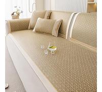 Estera de sofá refrescante de ratán PE de Verano, Funda de sofá Antideslizante, Protector de Muebles Ligero Lavable Transpirable for Sala de Estar(Beige,60 * 180CM)
