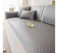 Estera de sofá refrescante de ratán PE de Verano, Funda de sofá Antideslizante, Protector de Muebles Ligero Lavable Transpirable for Sala de Estar(Gris,60 * 210CM)