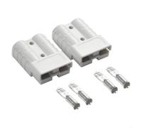 Estilo 2P 50A para bloque de terminales de conector de batería, chapado en plata, carcasa de PC de cobre de 600 V, para carretilla elevadora RV, solar marino para sistema blanco, 2 unidades