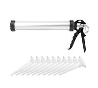 Estink Pistola de Silicona Manual, Aplicador de Mortero Profesional, 600 ml, Aluminio, con 10 Boquillas