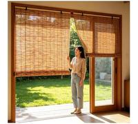 Estor de Caña Natural Carbonizada A Medida - Persiana de Bambú Exterior e Interior para Sombra y Privacidad - Cañizo Enrollable para Balcón, Terraza y Porche - 40x60cm - Tamaño Personalizable