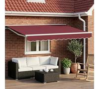 Estor eléctrico retráctil burdeos, 3,5 x 2,5 m, color blanco | Aluminio Poliéster, Mando a distancia, Semi-Cassette, Para Terraza Jardín