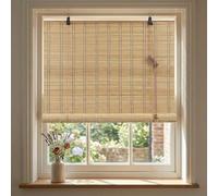 Estor Enrollable De Bambú Natural, Persiana Romana para Ventanas Y Puertas, Cortina De Madera Transpirable con Elevador, Protección Solar Y Privacidad, con Accesorios(Yellowish-White,W65xH110cm)