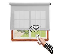 Estor Enrollable Translucido Motorizado a TU Medida - 260 x 180 cm. Mando Incluido - Gris Claro. Estores Enrollable Motor, Stores enrollables, Estores para Ventanas y Puertas