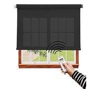 Estor Enrollable Translucido Motorizado a TU Medida - 300 x 180 cm. Mando Incluido - Negro. Estores Enrollable Motor, Stores enrollables, Estores para Ventanas y Puertas