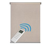 Estor Motorizado Opaco de Alta Gama Estor Enrollable Blackout con Motor y Mando. Estores Opacos eléctricos Automáticos con Batería y Acabados Premium: Contrapeso de Aluminio STORESDECO Lino 120x250 cm