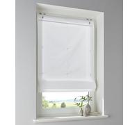 Estor Stig de 100% algodón en color blanco monocromo, opaco, montaje sin agujeros, con gancho para ventana, ancho 80 x alto 140 cm