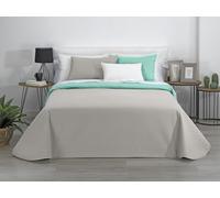 Estoralis AVA | Colcha boutí Reversible | Primavera-Verano-otoño-Invierno 100% Microfibra Extra Suave. | Beige/Turquesa | Cama 80/90 cm. (180 x 270 cm. AnchoxAlto) | Colcha Multiusos.