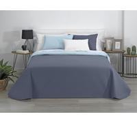Estoralis AVA | Colcha boutí Reversible | Primavera-Verano-otoño-Invierno 100% Microfibra Extra Suave. | Celeste/Piedra | Cama 105 cm. (200 x 270 cm. AnchoxAlto) | Colcha Multiusos.