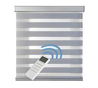 Estores motorizados Noche y día Premium con Motor, batería, y Mando. Galería Cuadrada en Aluminio de máxima Calidad. Estor Enrollable de Alta Gama Color Plata 180x250 cm (Ancho x Alto) STORESDECO