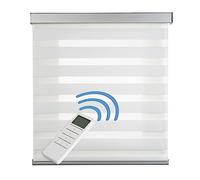 Estores motorizados Noche y día Premium con Motor, batería, y Mando. Galería Cuadrada en Aluminio de máxima Calidad. Estor Enrollable de Alta Gama Color Blanco 160x250 cm (Ancho x Alto) STORESDECO