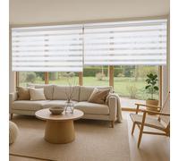 Estores Noche y Día Premium Alta Gama Fácil instalación 160x250 cm Blanco | Estor con galería redonda y cadeneta en aluminio de Máxima Calidad para ventanas. El ancho de la tela mide 158 cm StoresDeco