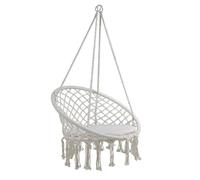Estosa - Hamaca Colgante Jane, Silla Hamaca, balancín de jardín, sillón Colgante, de polialgodón con Flecos, Capacidad de Carga 100 kg, decoración de jardín, balcón o terraza (Blanco)