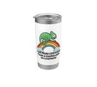 Estoy más confundido que un camaleón en un camaleón arcoíris Vaso térmico de acero inoxidable de doble pared
