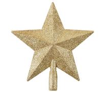 Estrella dorada para árbol de Navidad, 20 cm, con purpurina, estrella para árbol de Navidad, decoración de árbol de Navidad