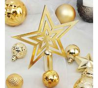 Estrella para la cima del árbol de Navidad, compatible con decoración del hogar y oficina, adorno, regalo, color dorado, 10 cm.