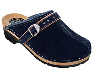 ESTRO Zuecos De Madera para Mujer Calzado Sanitario De Trabajo CDL05 (Azul Oscuro, 36)