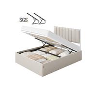 Estructura de Cama 140 x 200 cm con Almacenaje Beige Capuchino