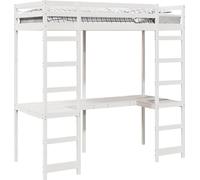 Estructura de cama alta blanca vidaXL, 90 x 190 cm, madera de pino maciza