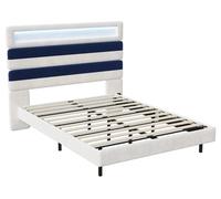 Estructura de cama - Cama abatible - Cama de matrimonio - Cama tapizada - Cabecero de terciopelo - Base de láminas de madera
