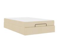 Estructura De Cama Con Colchón 2 Pcs Crema Tela Vidaxl