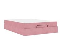 Estructura De Cama Con Colchón 2 Pcs Rosa Terciopelo Vidaxl