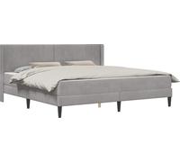 Estructura de cama con colchón, color gris claro, 180 x 200 cm, tapizada en terciopelo