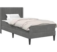 Estructura de cama con colchón, color gris oscuro, 90 x 190 cm, tapizada en terciopelo