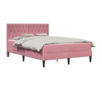 Estructura de cama con colchón y cabecero rosa, 140 x 190 cm, de terciopelo (vidaXL)