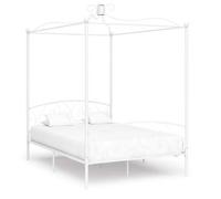 vidaXL Estructura de cama con dosel, color blanco, metal, 120 x 200 cm